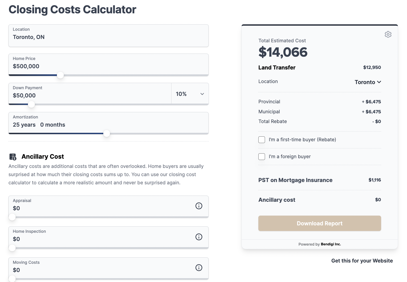 5. Closing Costs Calculator