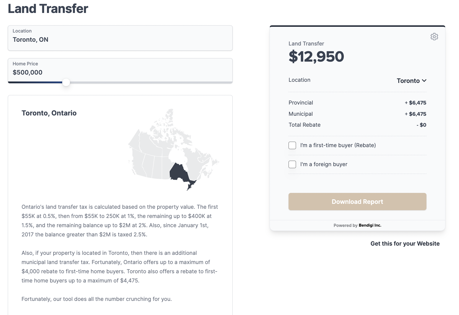 6. Land Transfer Tax Calculator